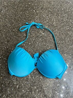 Ingear Aqua Turquoise Halter Padded Push Up Bikini Top Size L Beach Pool Swim